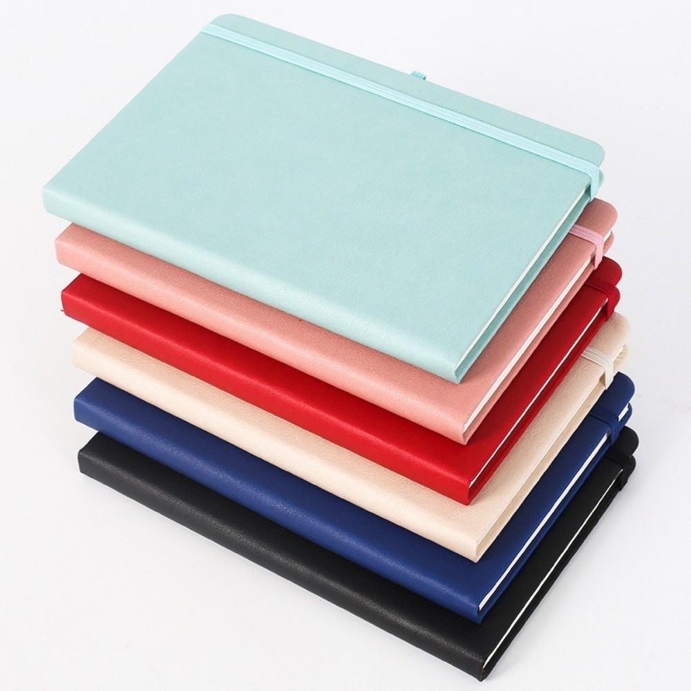 Leather Work Diary Covers - สมุดโน้ตขนาดเล็กพกพาสะดวก พร้อมสายรัดยางยืด สมุดบันทึกสำหรับนักเรียน ปกหนัง สมุดไดอารี่มีเส้น สำหรับใช้ในงาน