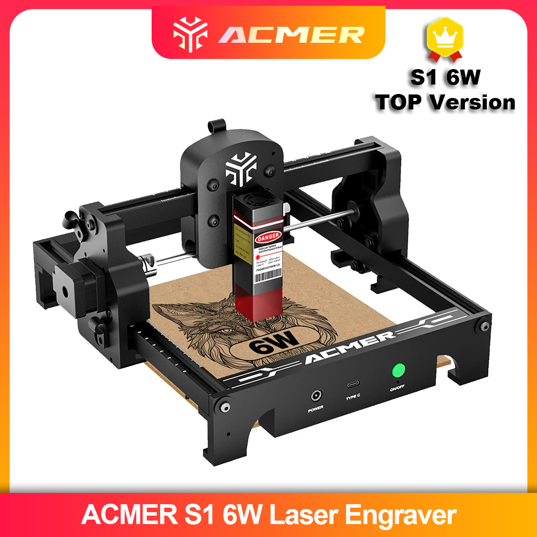 Leatherwork Machine - ACMER S1 2.5/3.5/6W เลเซอร์แกะสลักแบบพกพามินิเลเซอร์แกะสลักเครื่องสําหรับไม้หนังพื้นที่ทํางาน 130*130 มม.